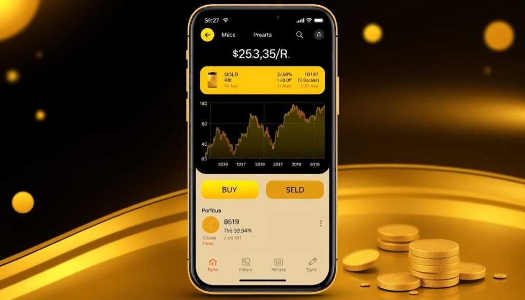 Mobile gold trading app interface