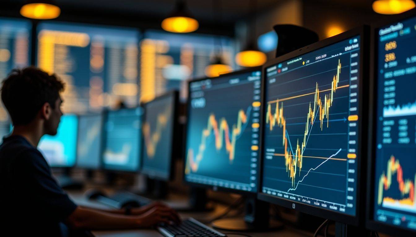 Real-time gold rates shown on digital screen in trading room.