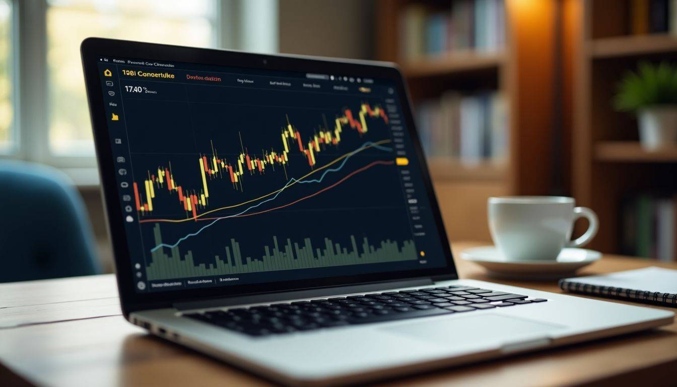 An open laptop displaying live gold prices on a wooden desk.