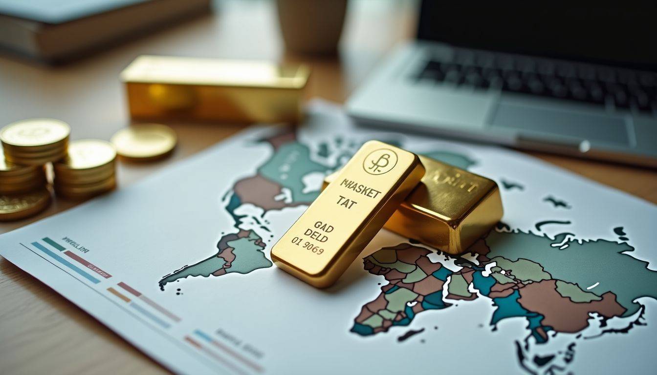 Various gold investment options displayed on a market trend map.